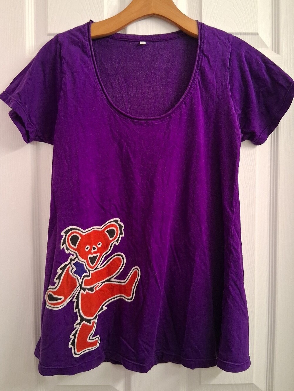 Tie Dyed Dancing Bear Custom T Shirt Ladies Large Purple